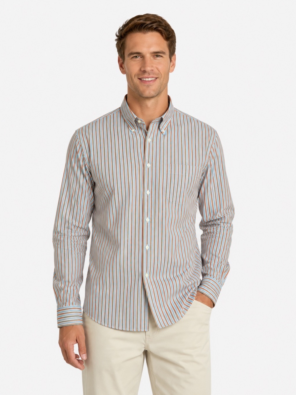 J. McLaughlin Men’s Striped Button Down Shirt XL